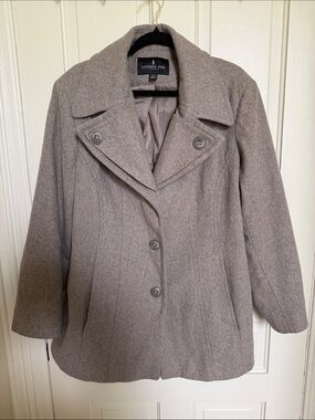 London Fog Taupe-Gray Wool Blend Pea Coat